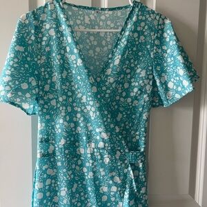 Floral Teal Wrap Dress
